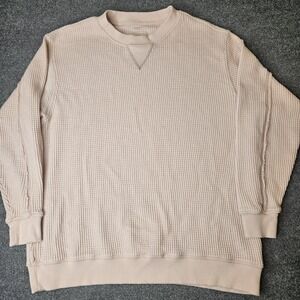 Aerie Waffleknit Pullover Sweatshirt Size Small pink Oversize Cozy